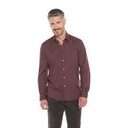 Camicia Fantazia Uomo Colletto Mao In Puro Cotone Nepalese – Modello Bordeaux Stampa Mandala O Tinta Unita (Dalla S Alla XXXL)