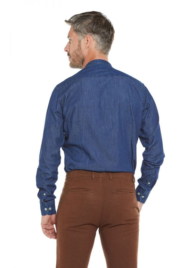 Camicia jeans collo coreana sale