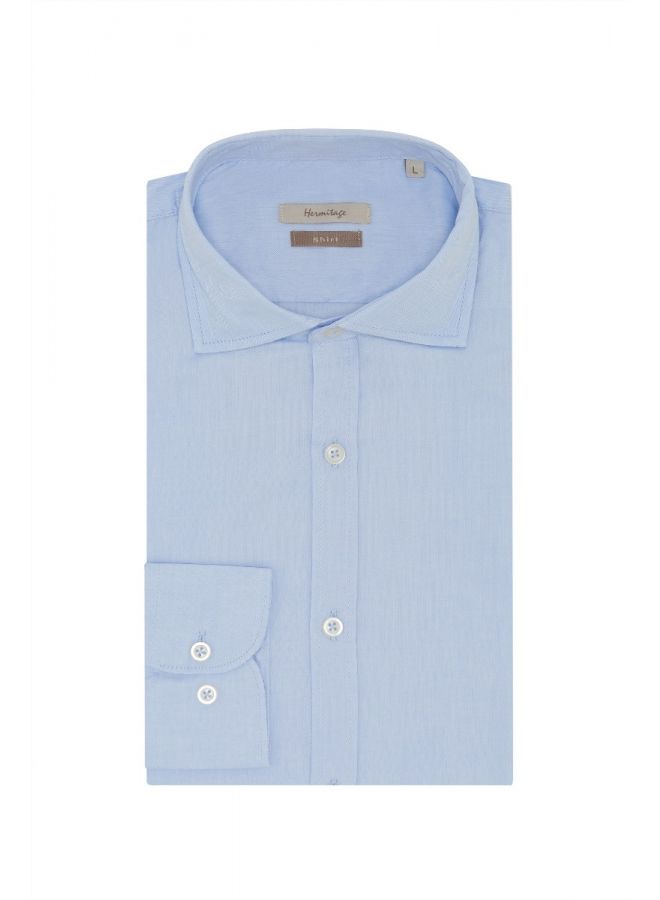 Camicia celeste con collo francese