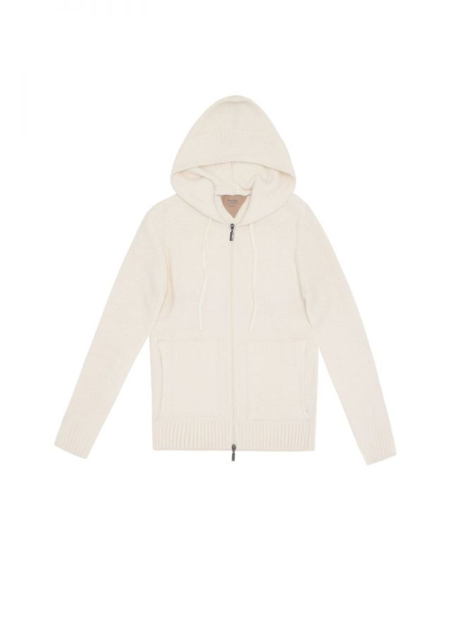 Felpa di lana con cappuccio uomo top