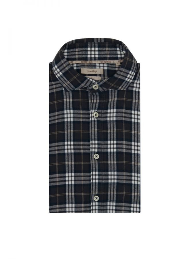 Camicia a quadri multicolor in puro cotone e flanella regular fit