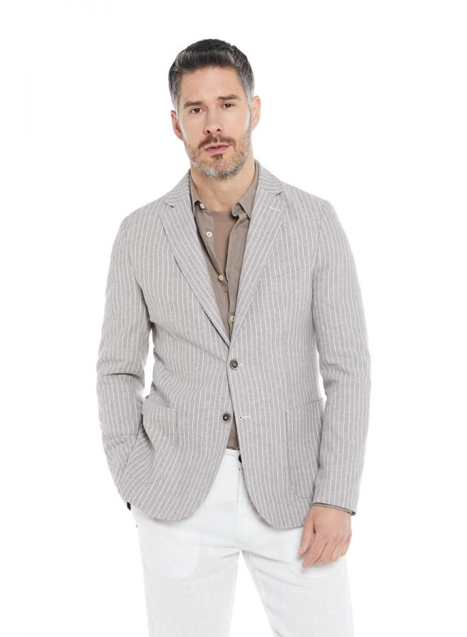 Giacca Gessata Uomo in Lino e Cotone