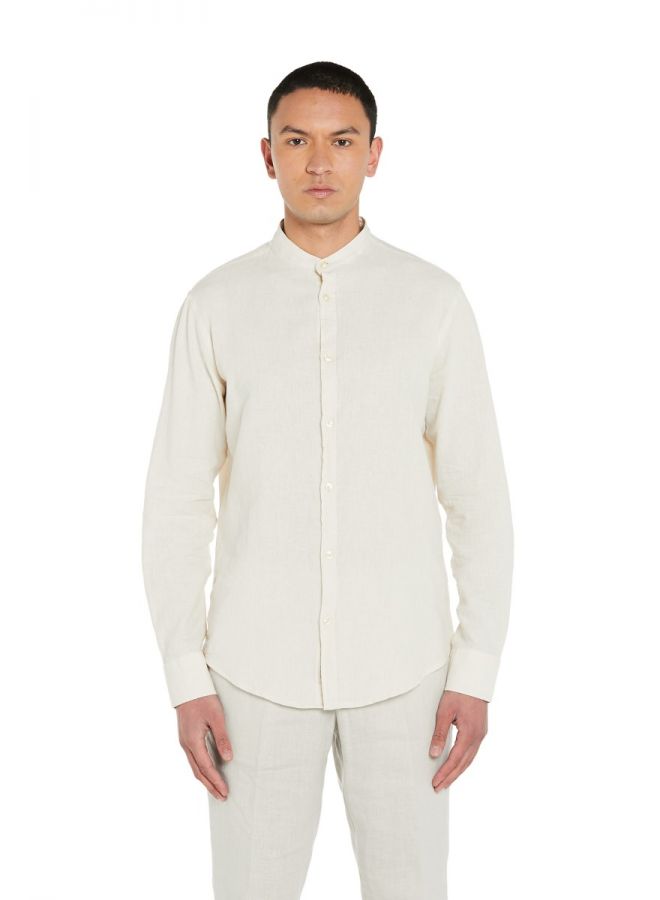 Camicia in Lino 100% con Collo Coreano