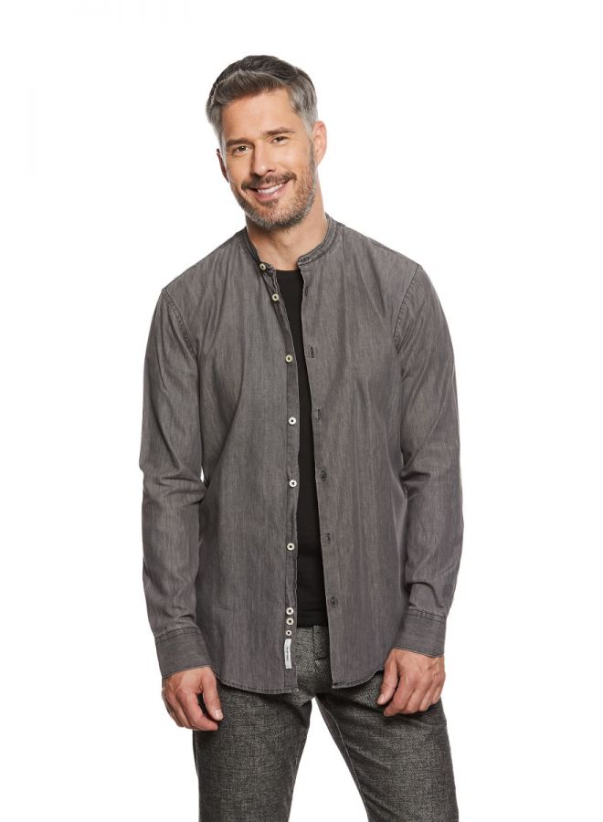 Camicia jeans nera uomo shop