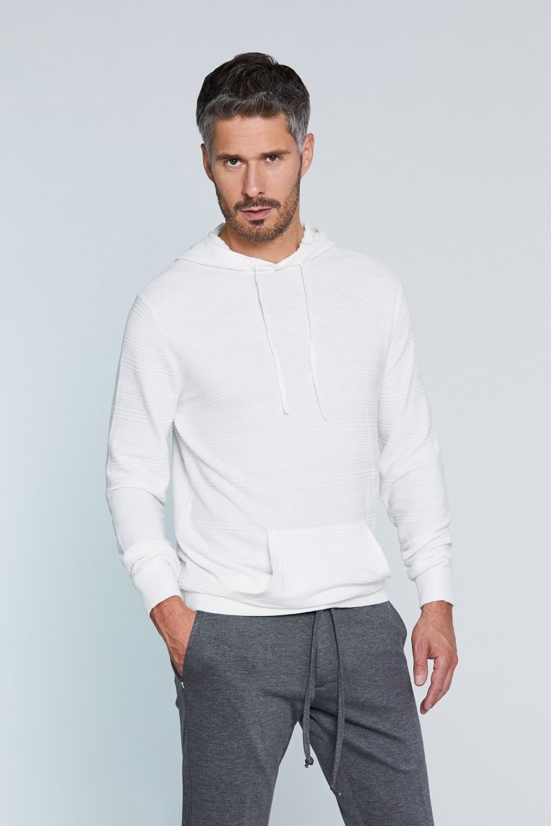 Maglia misto lana merinos con cappuccio