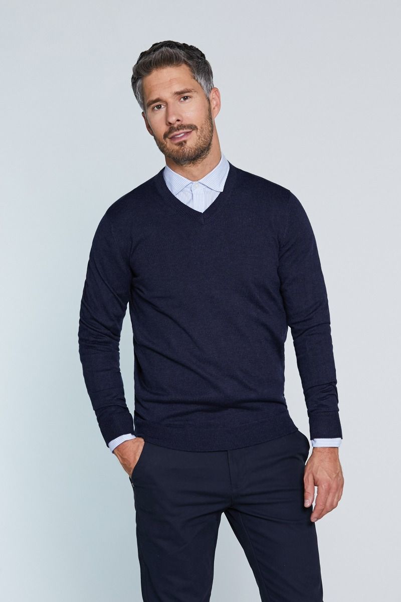 Maglia scollo a v misto lana merinos 