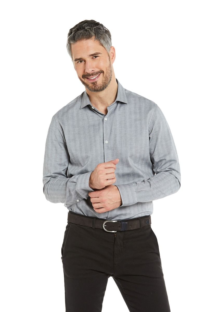 Camicia collo francese con fantasia millerighe