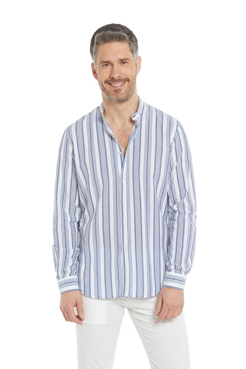 Camicia coreana uomo a righe verticali