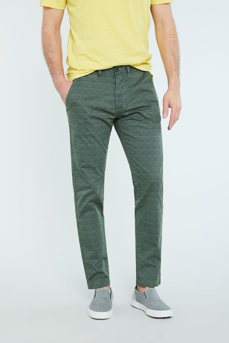 Pantalone Tasca America Micro-Fantasia Blu Slim Uomo Pantaloni in Cotone Casu... 