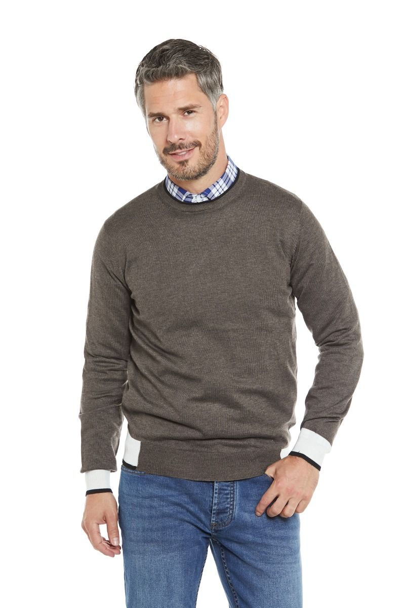 Maglia girocollo con inserti a contrasto