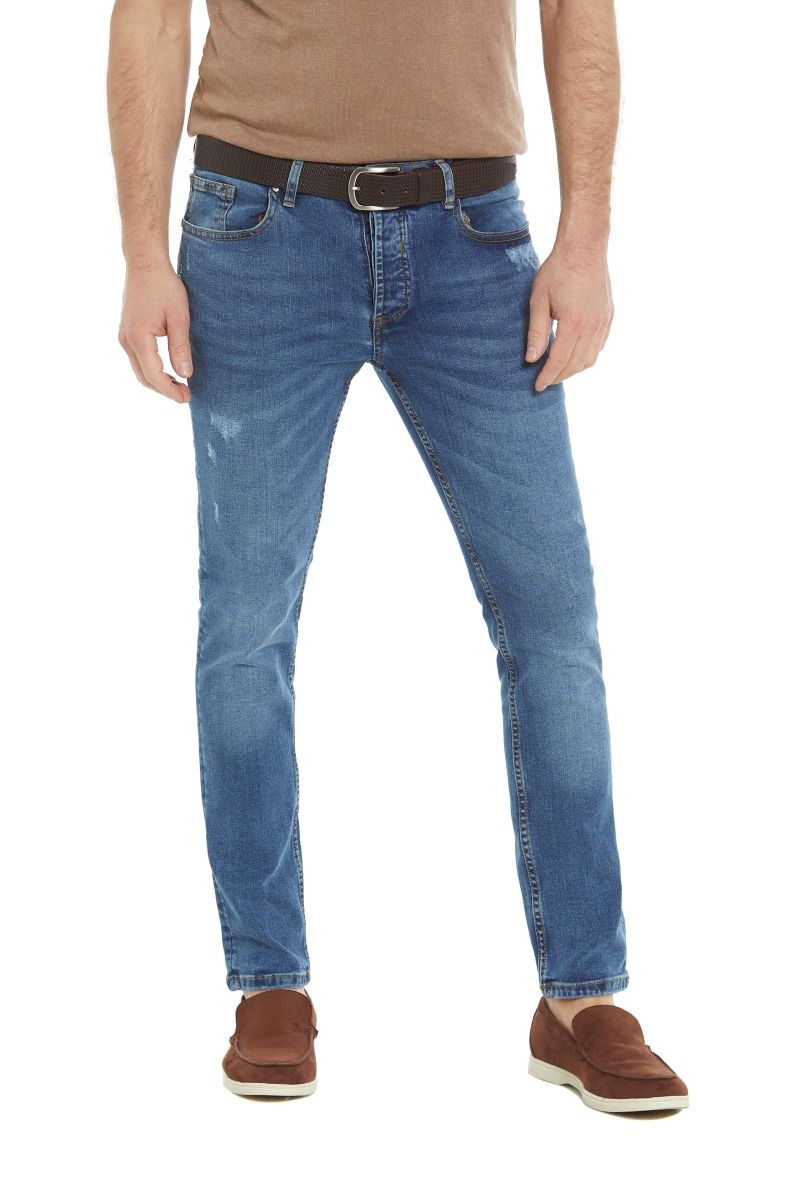 Jeans uomo 5 tasche con abrasioni