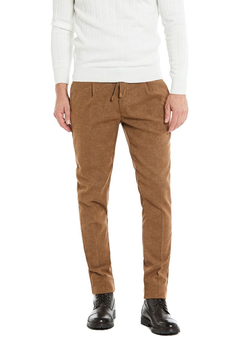 Pantalone con coulisse e pinces