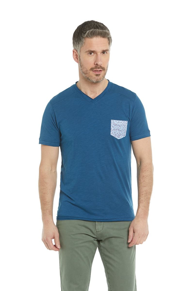 T shirt uomo collo a V in 100% cotone