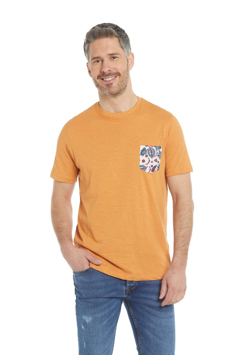 T shirt uomo 100% cotone con taschino fantasia