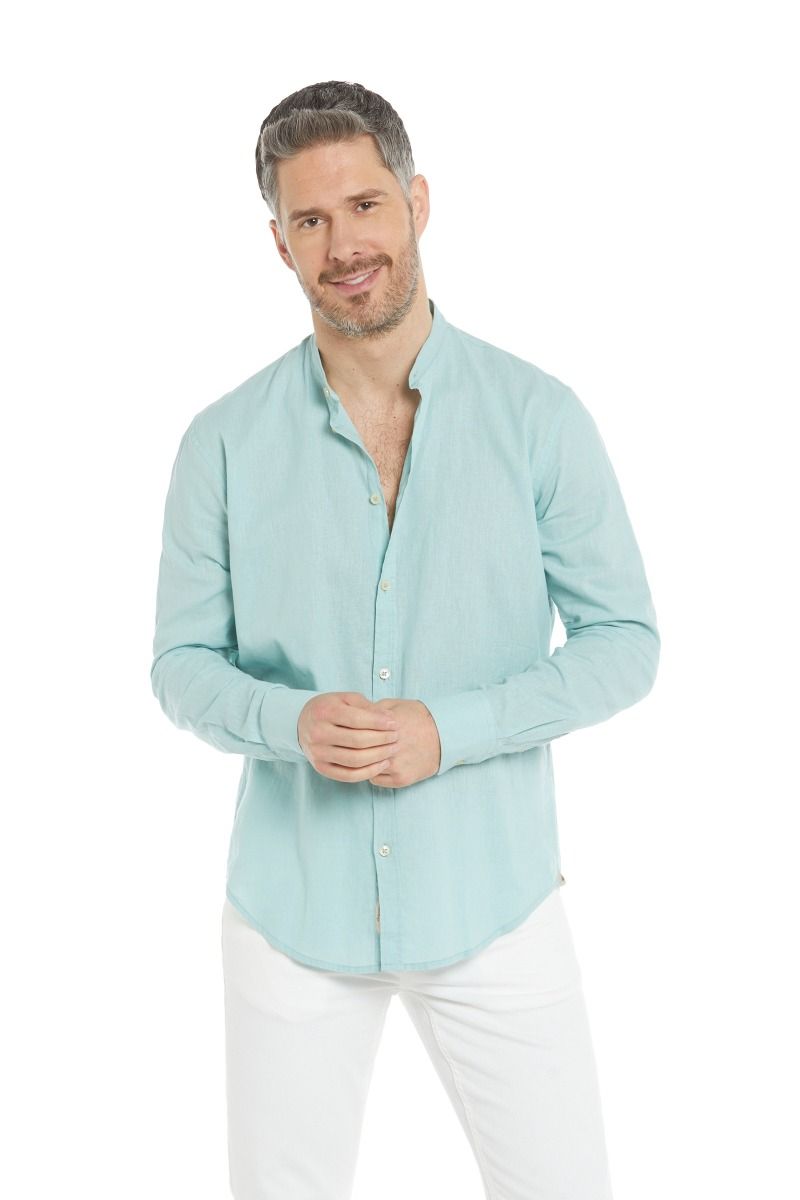 Camicia uomo collo coreana 100% lino