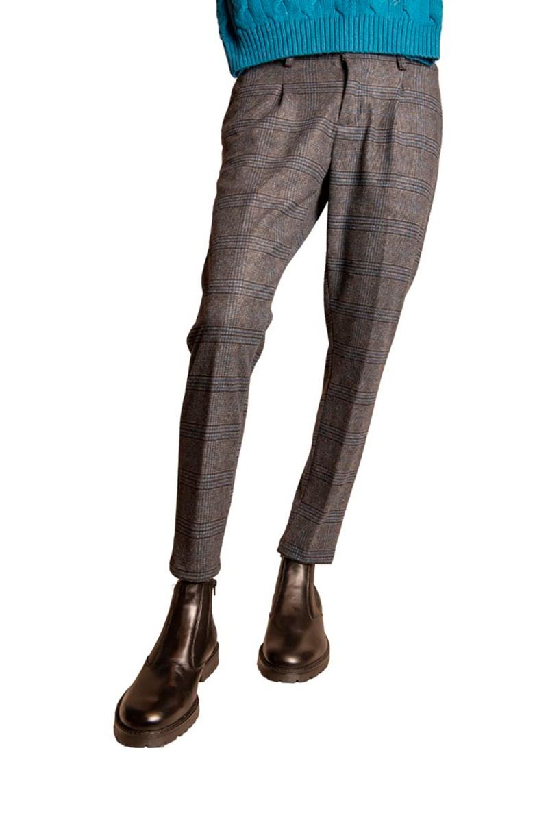 Pantalone tasca america con pinces a quadri