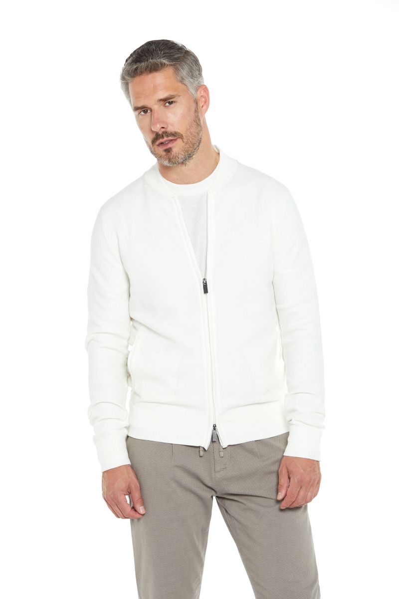 Cardigan uomo con zip trama nido d'ape