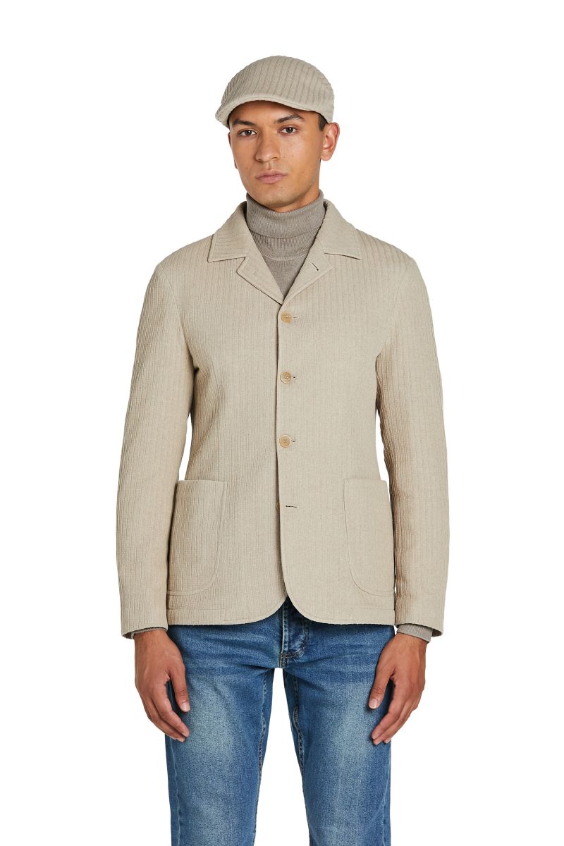 Giacca a Maglia con Taschino Beige