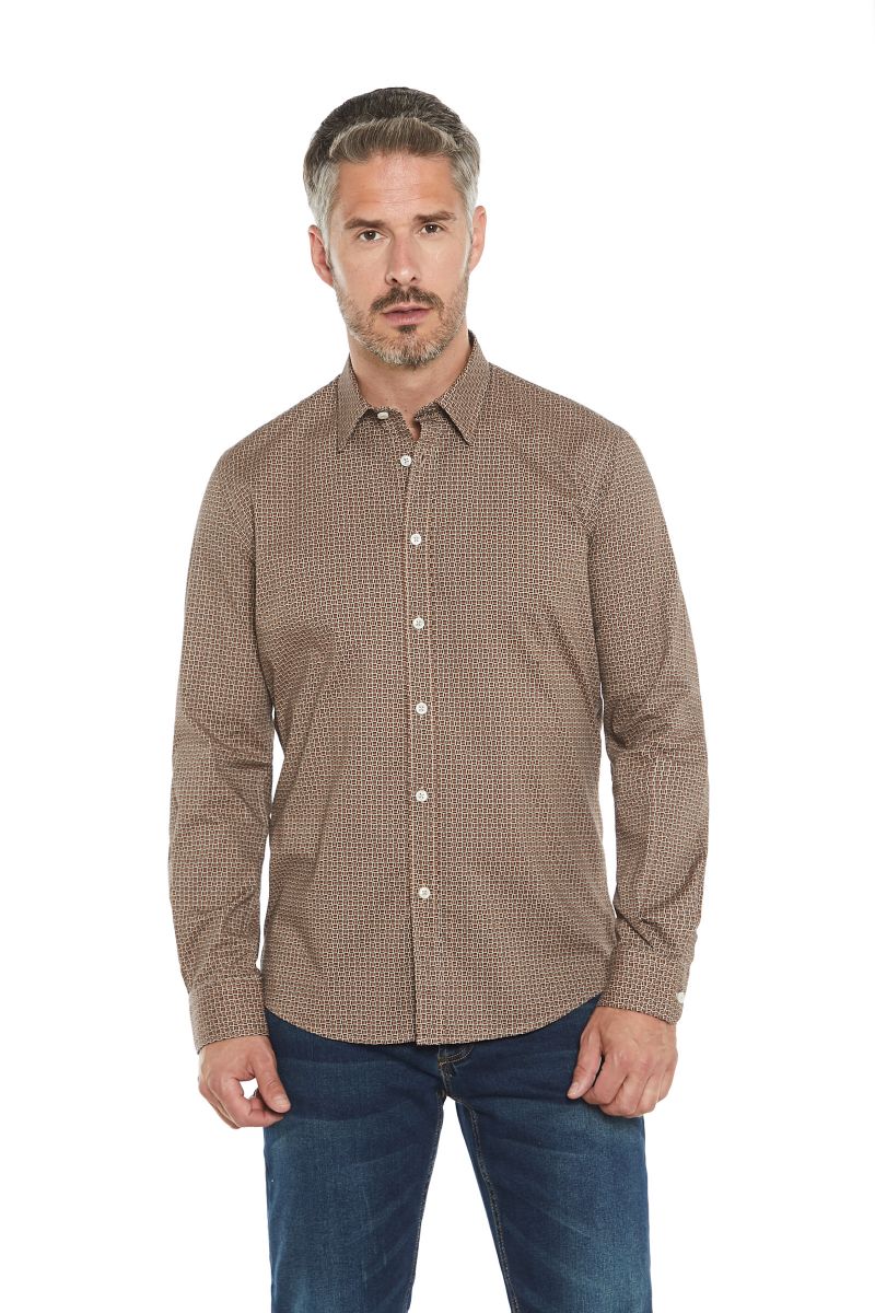 Camicia uomo marrone e nera con fantasia