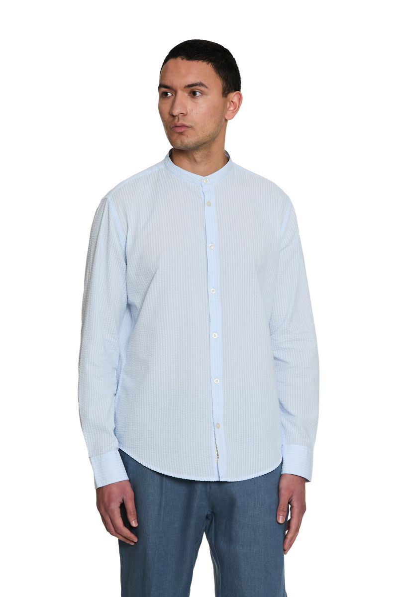 Camicia Seersucker Collo Coreano