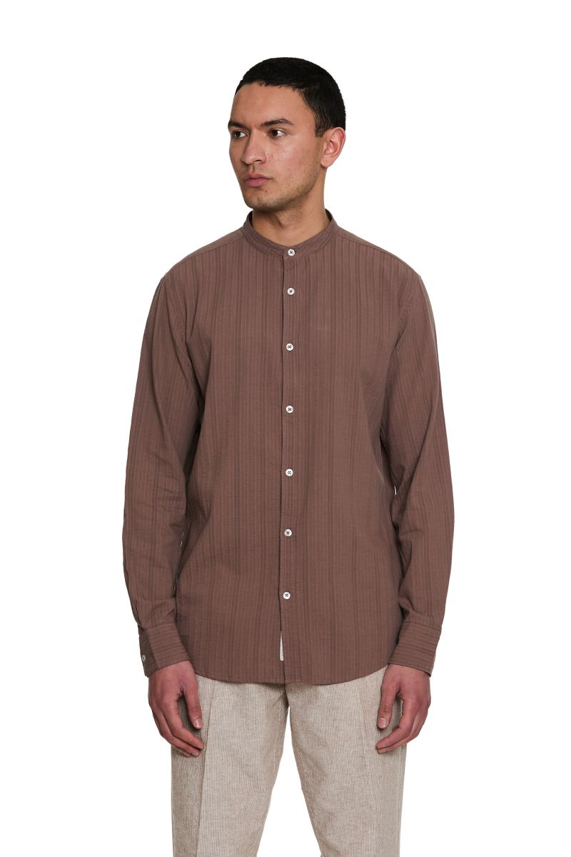 Camicia con Collo Coreano Cotone Operato