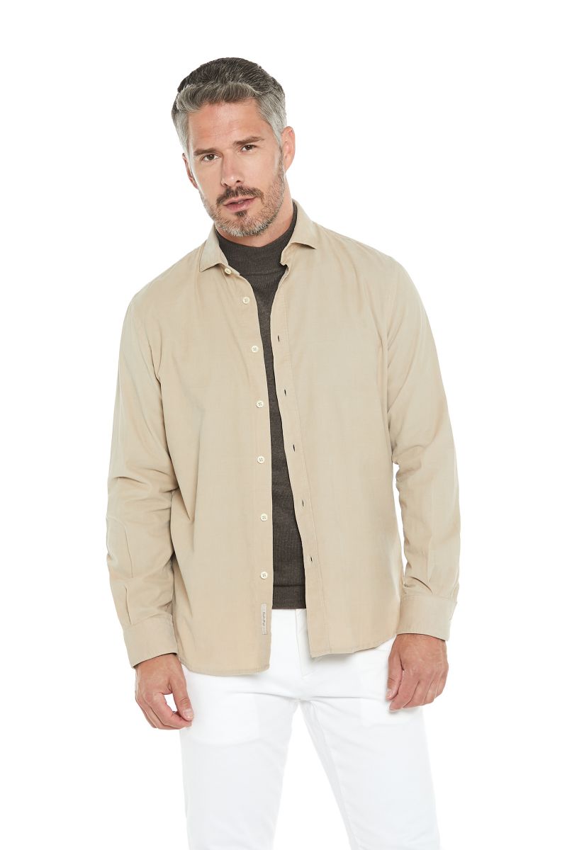Camicia in velluto da uomo tinta unita