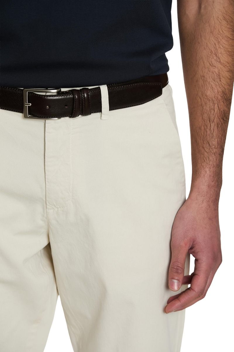 Cintura Uomo in Pelle di Vitello con Fibbia in Acciaio e Passante a Scorrimento