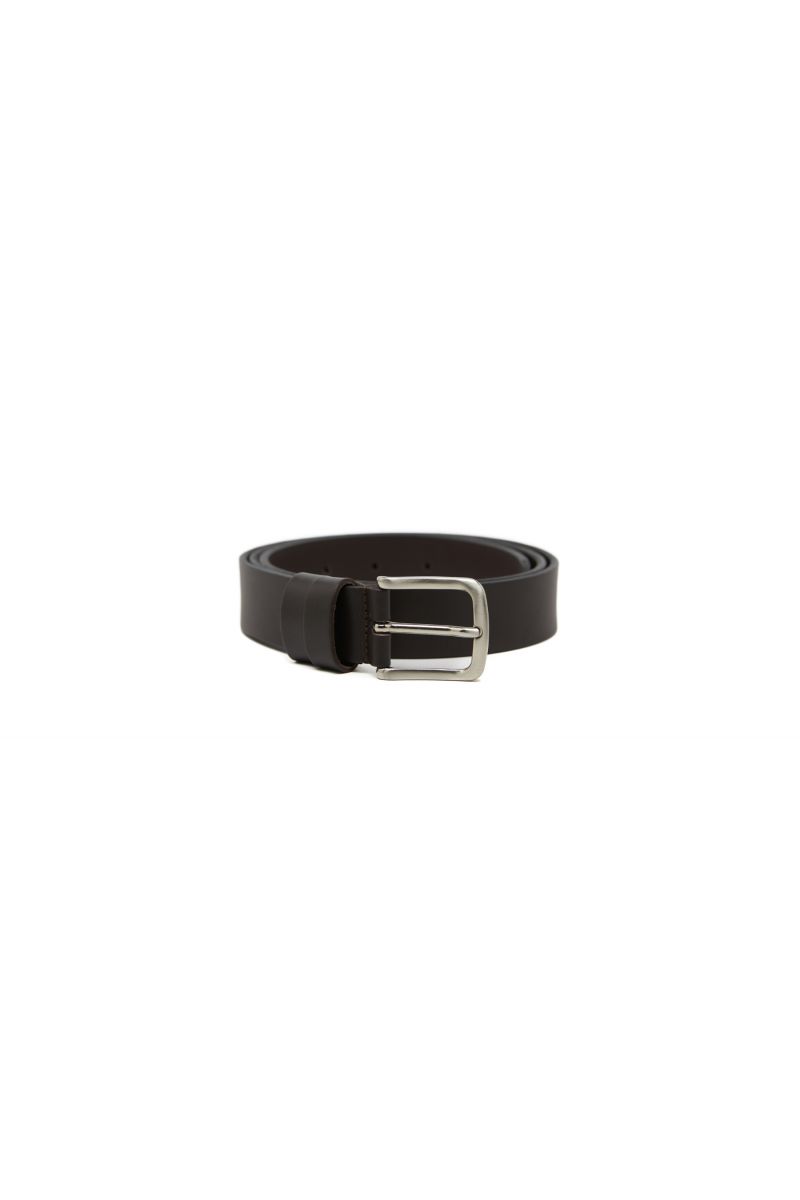 Cintura Uomo in Cuoio con Fibbia Rivestita in Pelle Slim Fit