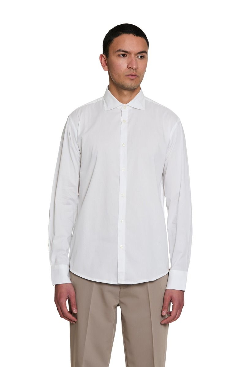 Camicia Basic Tinta Unita con Collo Francese