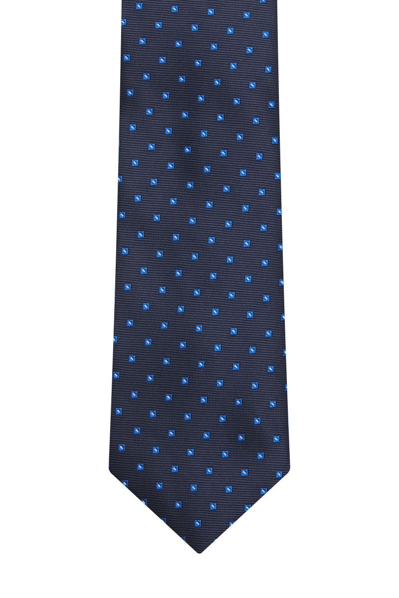 Cravatta blu a quadratini azzurri