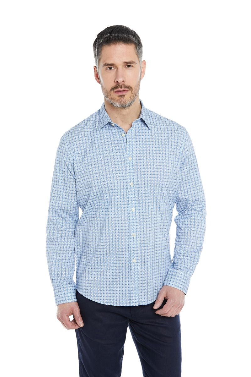 Camicia Collo Italiano con Stampa Geometrica