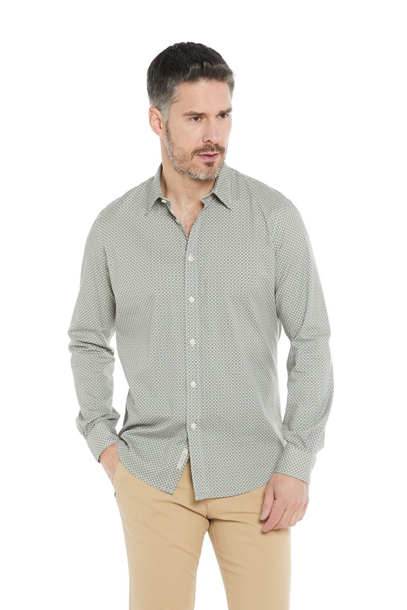 Camicia Collo Italiano con Fantasia Rombi