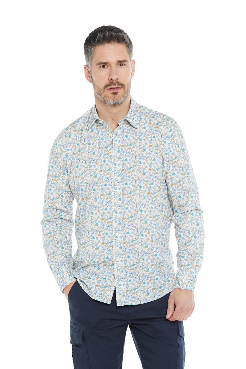 Camicia Uomo Collo Italiano con Fiorellini