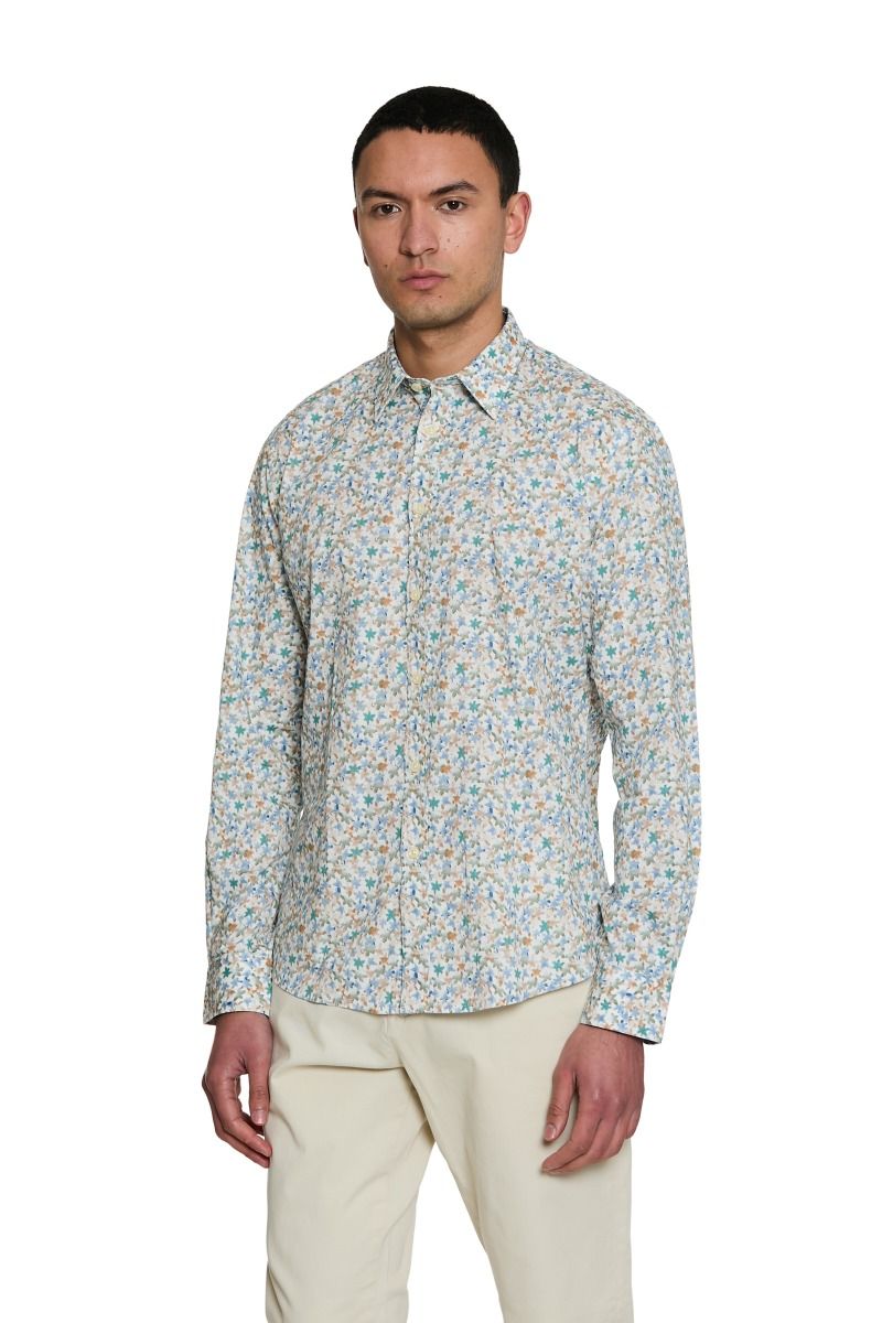 Camicia Uomo Collo Italiano con Fiorellini