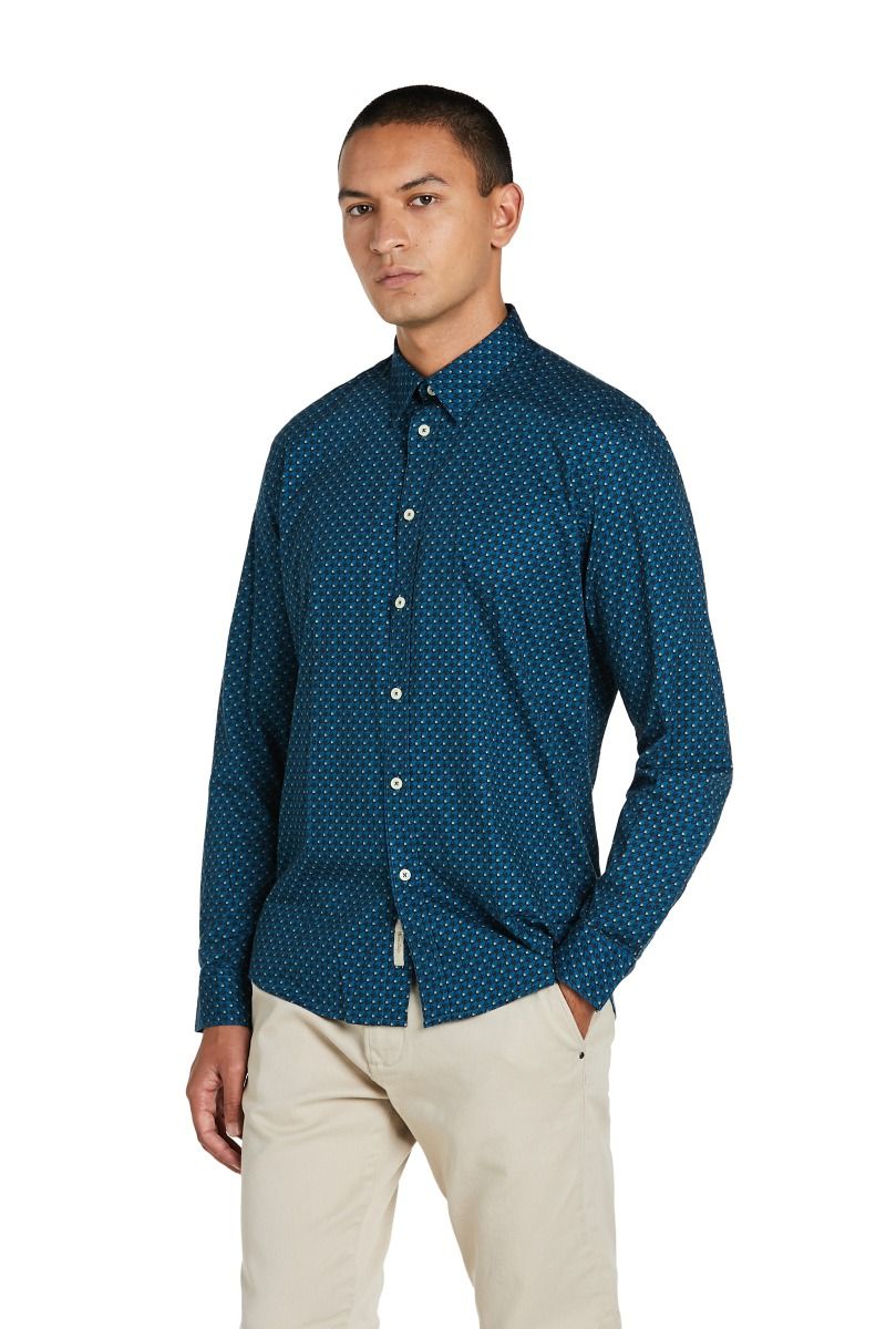 Camicia Uomo Stampata con Collo Italiano
