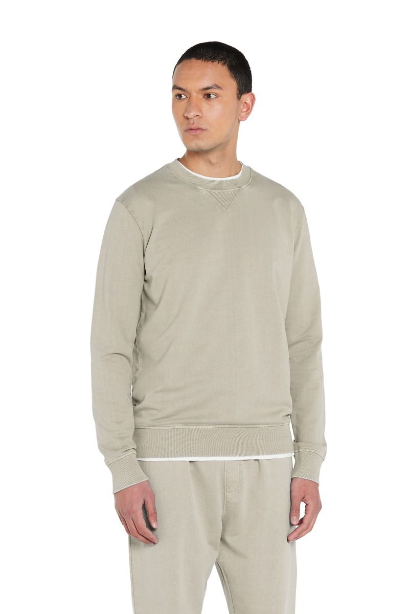 Felpa Girocollo con Dettagli a Contrasto Beige