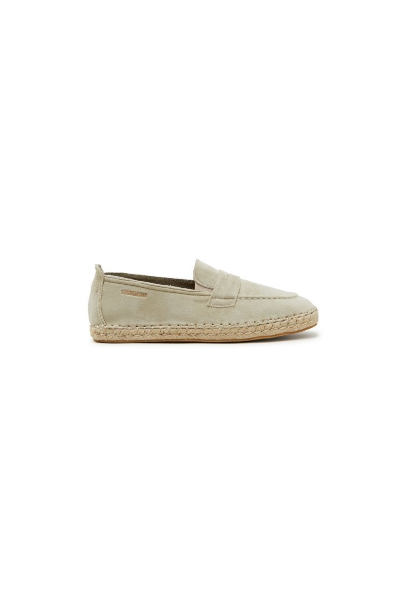 Espadrillas in Scamosciato con Bordo in Corda e Suola in Gomma