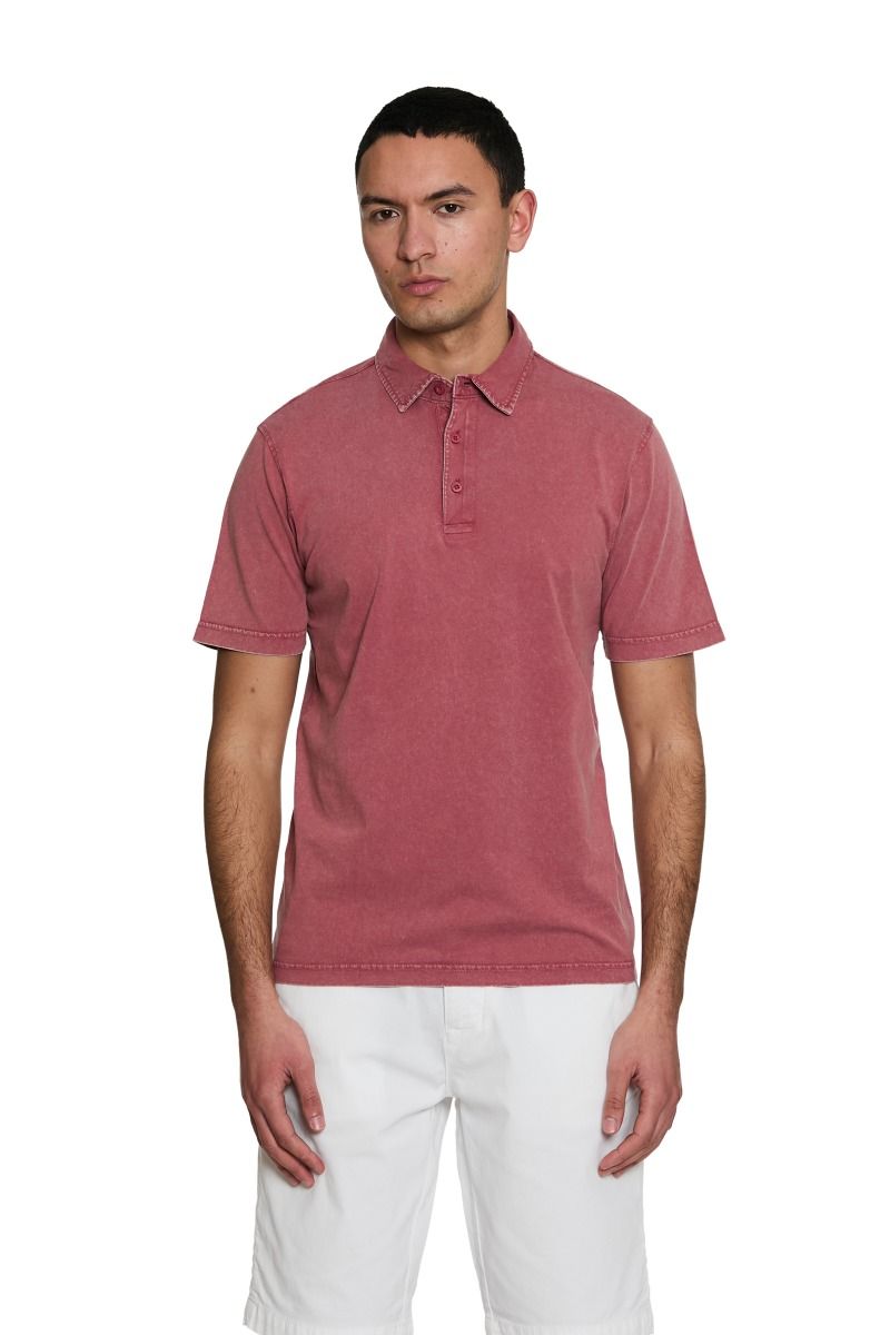 Polo in Cotone Jersey con Collo Camicia